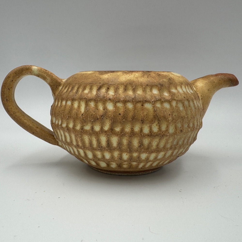 Studio Pottery Textured Honeycomb Teapot Earth Tone Speckled Glaze Artisan